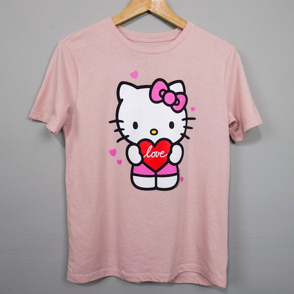 Old Navy Hello Kitty Graphic Tee Kids Sz XL Pink‎ Love Short Sleeve Crew Neck - Picture 1 of 7